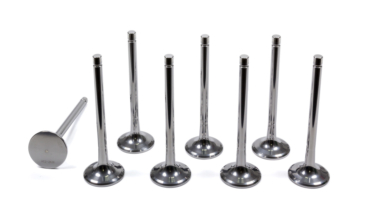 Del West EV1600-2T-CRST-8 Exhaust Valve, 1.600 in Head, 11/32 in Valve Stem, 5.140 in Long, Titanium, Small Block Chevy / Ford, Set of 8