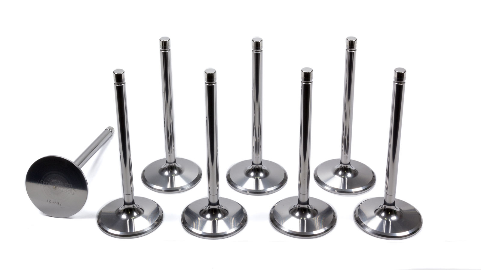 Del West IV2080-2T-CRST-8 Intake Valve, 2.080 in Head, 11/32 in Valve Stem, 5.140 in Long, Titanium, Small Block Chevy, Set of 8