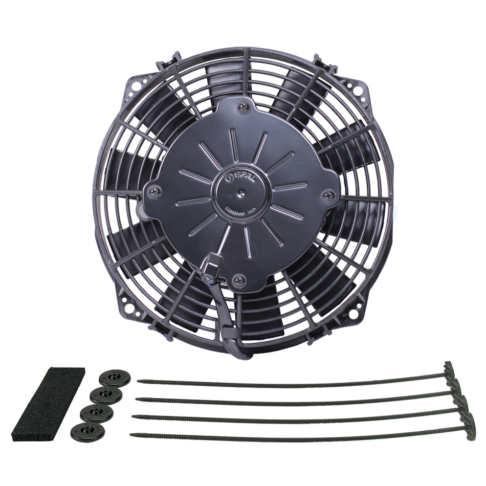 Electric Cooling Fan - Standard - 8 in Fan - Puller - 366 CFM - 12V - Straight Blade - 8 x 8-1/4 in - 2 in Thick - Plastic - Each