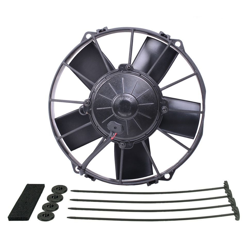 Electric Cooling Fan - High Output - 9 in Fan - Puller - 755 CFM - 12V - Paddle Blade - 9-3/8 x 9-3/4 in - 3-3/4 in Thick - Plastic - Each