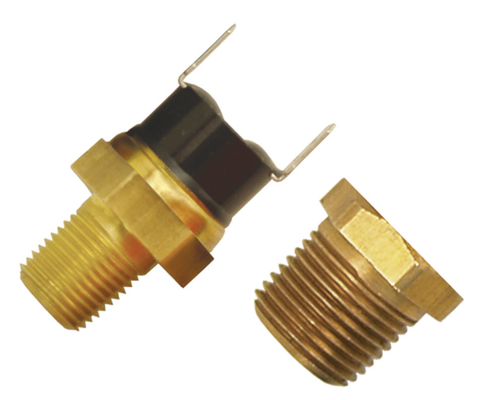 Derale 16730 Temperature Switch, 180 Degree On, 165 Degree Off, 1/8 in NPT, 3/8 in NPT Bushing, Kit