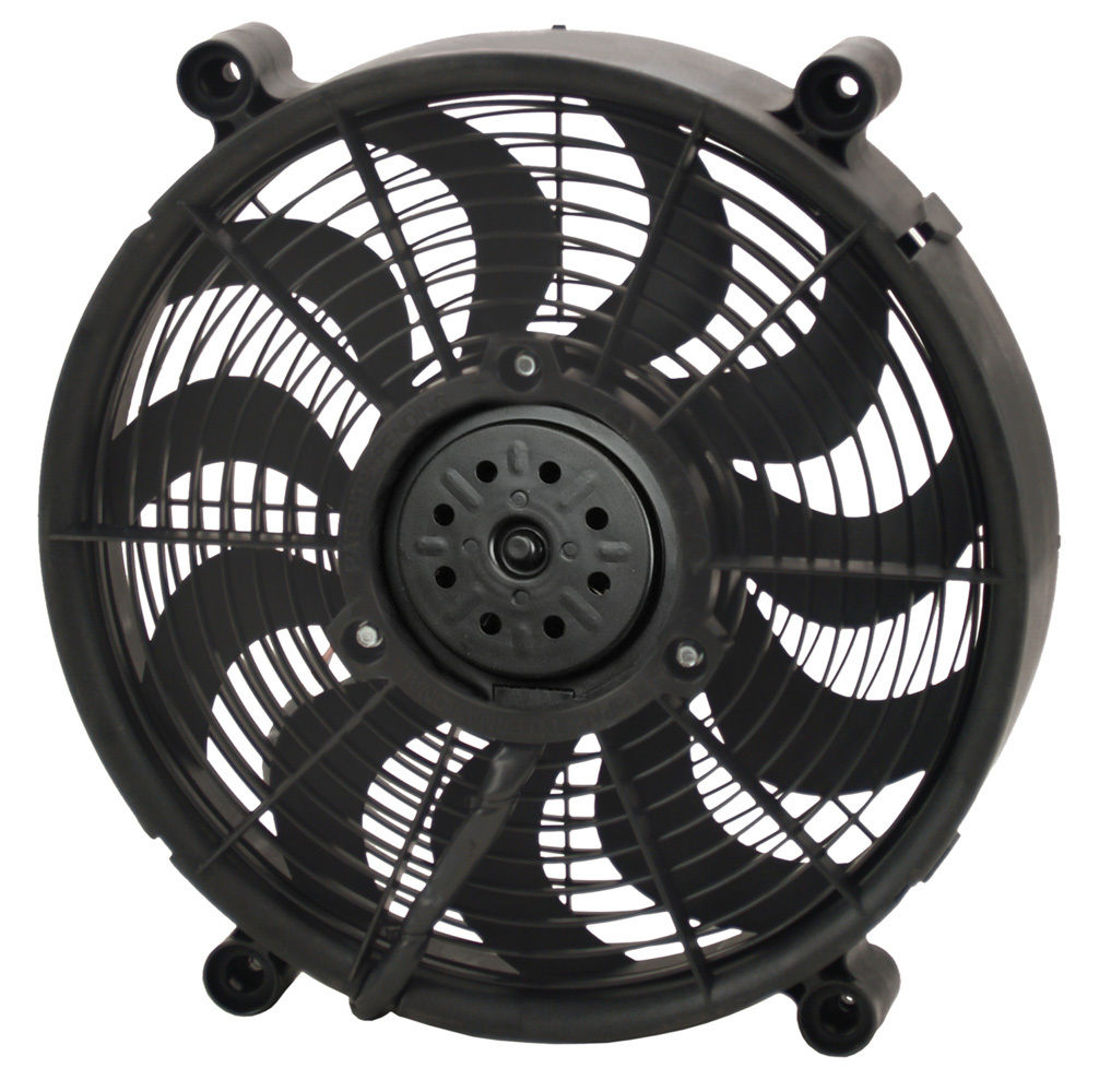 Electric Cooling Fan - 14 in Fan - Push / Pull - 2100 CFM - 12V - Curve Blade - 14-1/2 x 14-1/2 in - 2-5/8 in Thick - Plastic - Each