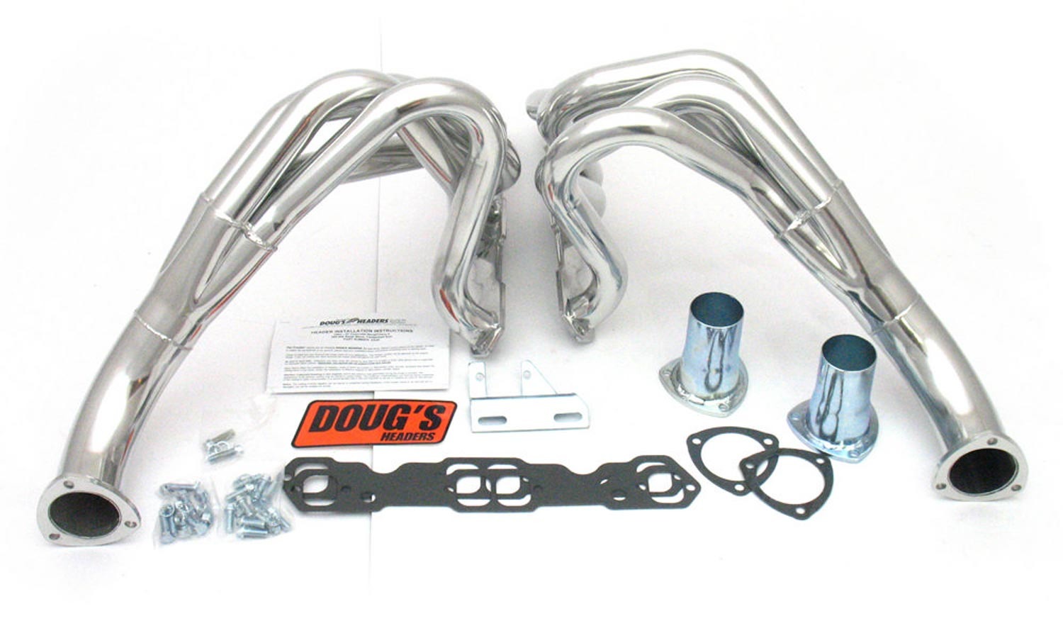 Dougs Headers D329 - Headers, Full Length, 1-3/4 in Primary, 3 in Collector, Steel, Ceramic, Small Block Chevy, GM X-Body 1967-69 / X-Body 1962-67, Kit