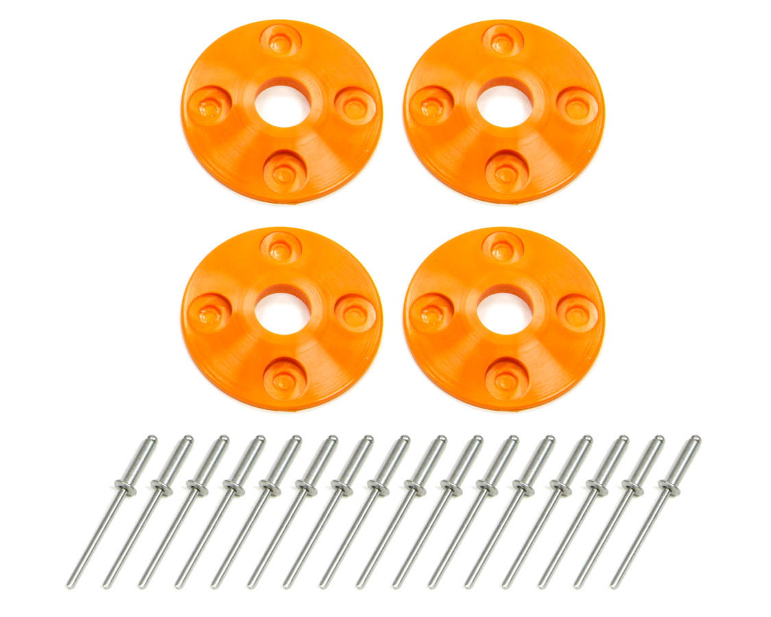 Dominator Race Products 1202-OR Scuff Plate, 1-1/2 in OD, 1/2 in ID, Plastic, Orange, Set of 4