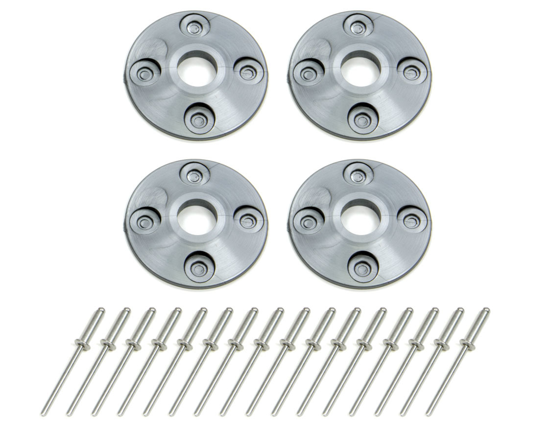 Dominator Race Products 1202-SIL Scuff Plate, 1-1/2 in OD, 1/2 in ID, Plastic, Silver, Set of 4