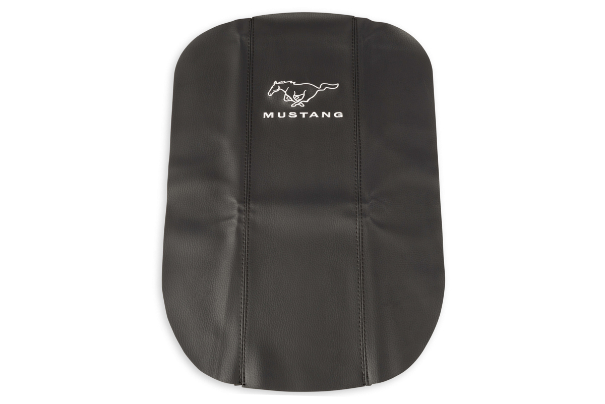 Scott Drake 5M3Z-6306024-MV Arm Rest Cover, Mustang Logo, Vinyl, Black, Ford Mustang 2005-09, Each