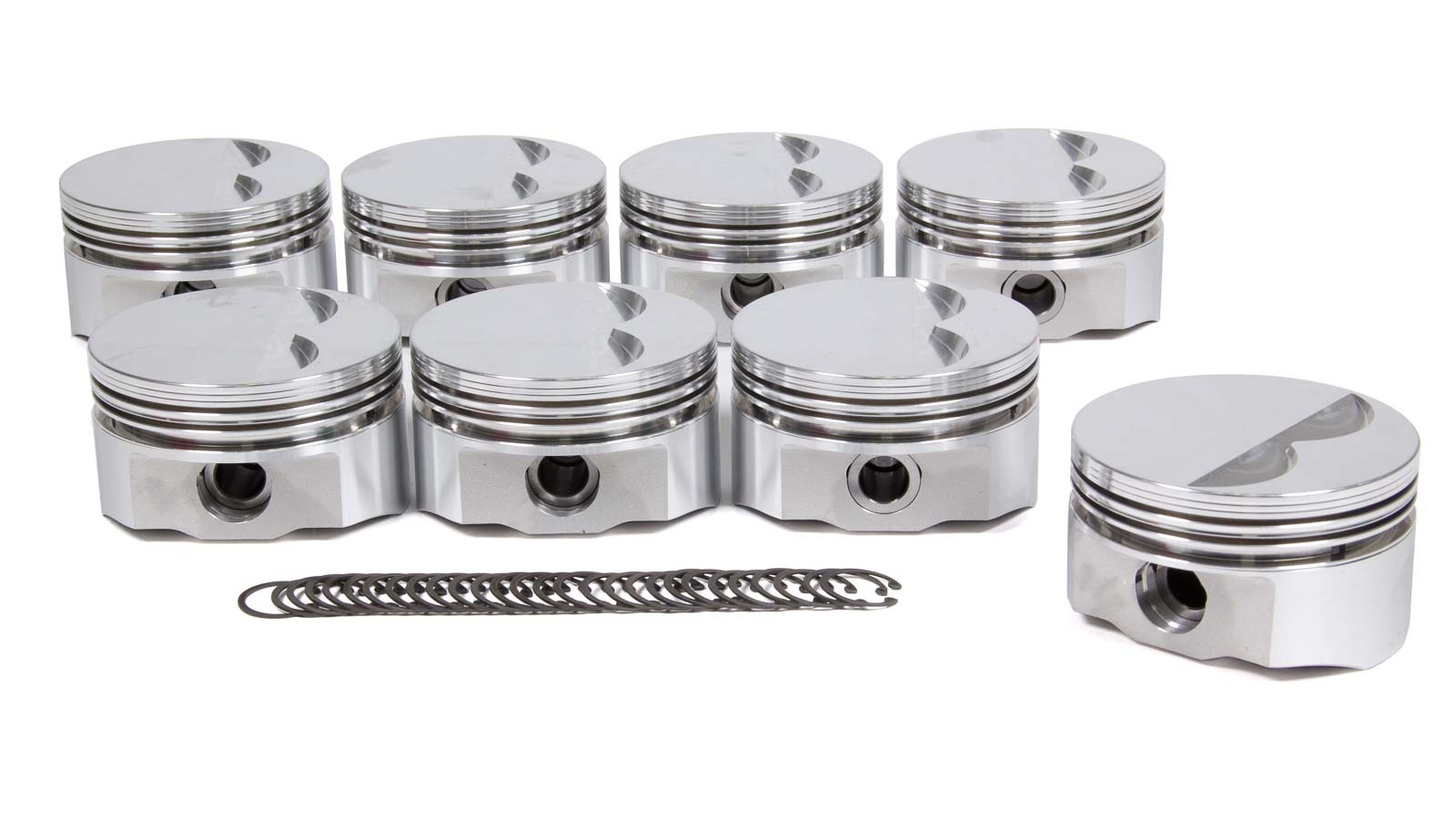 DSS Racing 8700-4040 Piston, E Series, Forged, 4.040 in Bore, 5/64 x 5/64 x 3/16 in Ring Grooves, Minus 5.00 cc, Small Block Chevy, Set of 8