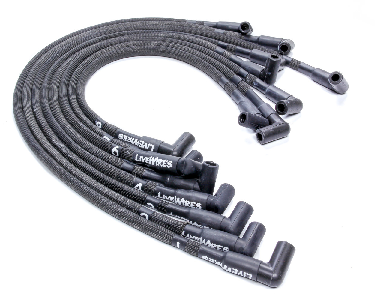 Performance Distributors C9053BK Spark Plug Wire Set, Livewires, Spiral Core, 10 mm, Black, 90 Degree Plug Boots, HEI Style Terminal, GM V8, Kit