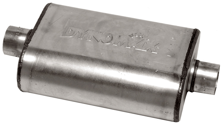Dynomax 17218 Muffler, Ultra Flo Welded, 2-1/2 in Center Inlet, 2-1/2 in Center Outlet, 14 x 9-3/4 x 4-1/2 in Oval Body, 19 in Long, Stainless, Natural, Universal, Each