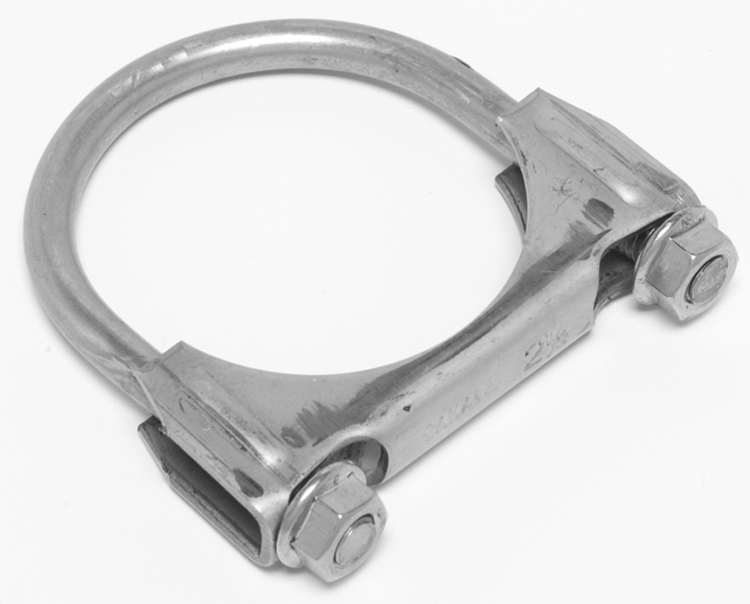 Dynomax 32218 Exhaust Clamp, U-Clamp, 2-1/2 in Diameter, 3/8 in Bolt, Stainless, Natural, Each