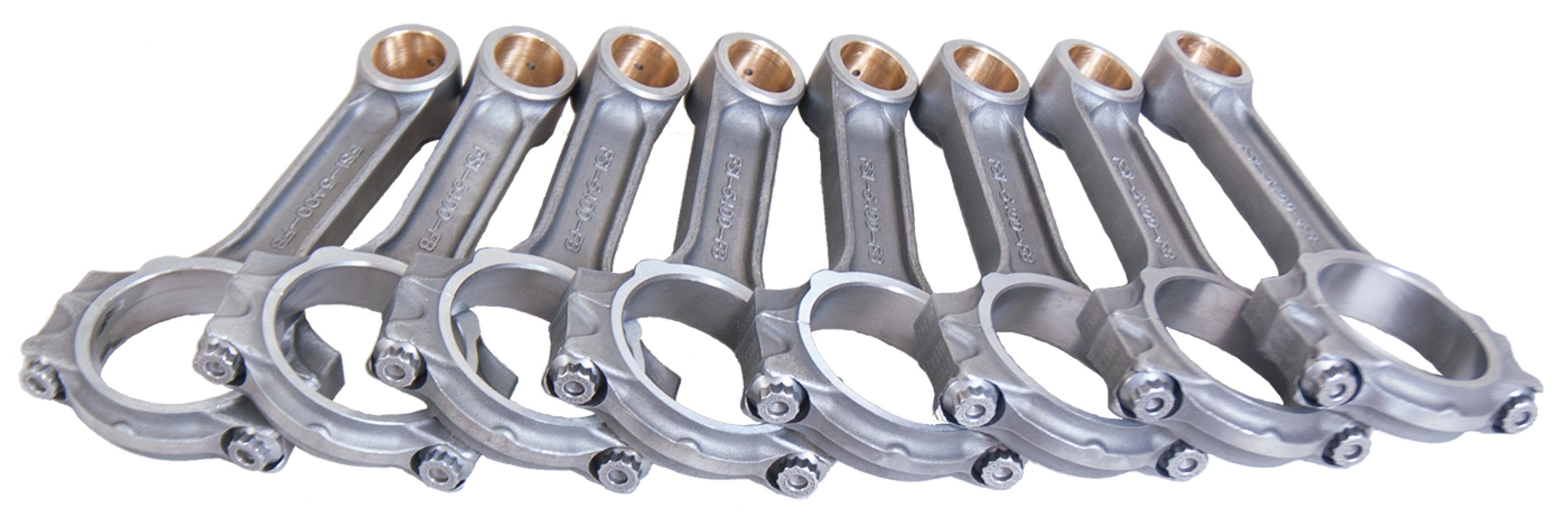 Eagle FSI5400FB Connecting Rod, I-Beam, 5.400 in Long, Press Fit, 7/16 in Cap Screw, Forged Steel, Small Block Ford, Set of 8