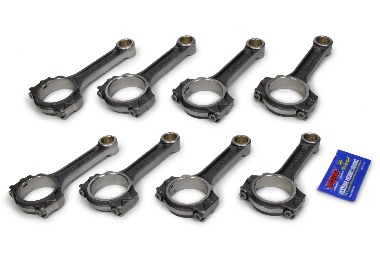 Eagle FSI6000B2000 Connecting Rod, I Beam, 6.000 in Long, Bushed, 7/16 in Cap Screws, ARP2000, Forged Steel, Small Block Chevy, Set of 8