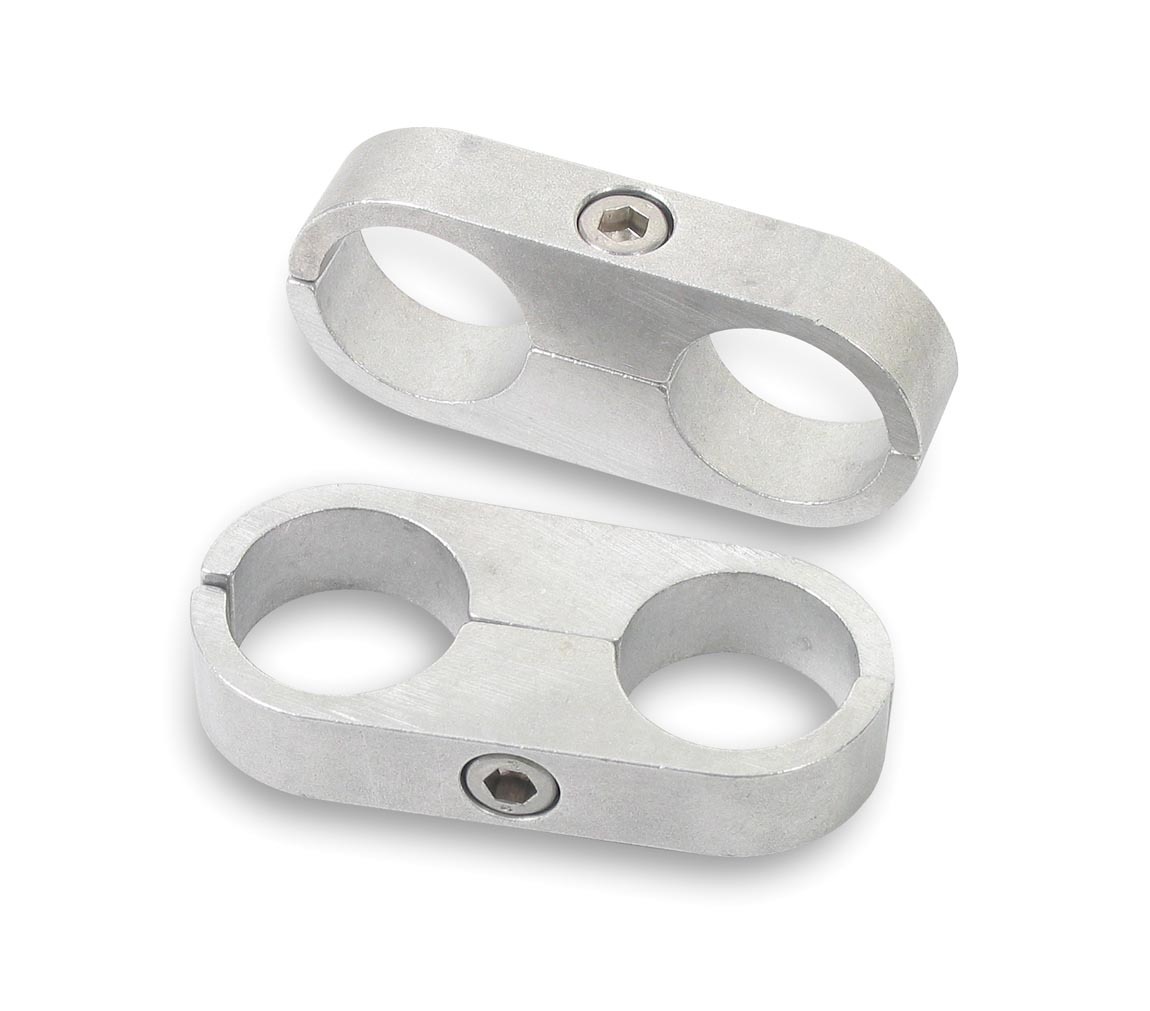 Earls 167206ERL Hose / Tube Separators, Two 0.375 in Holes, Aluminum, Polished, Pair