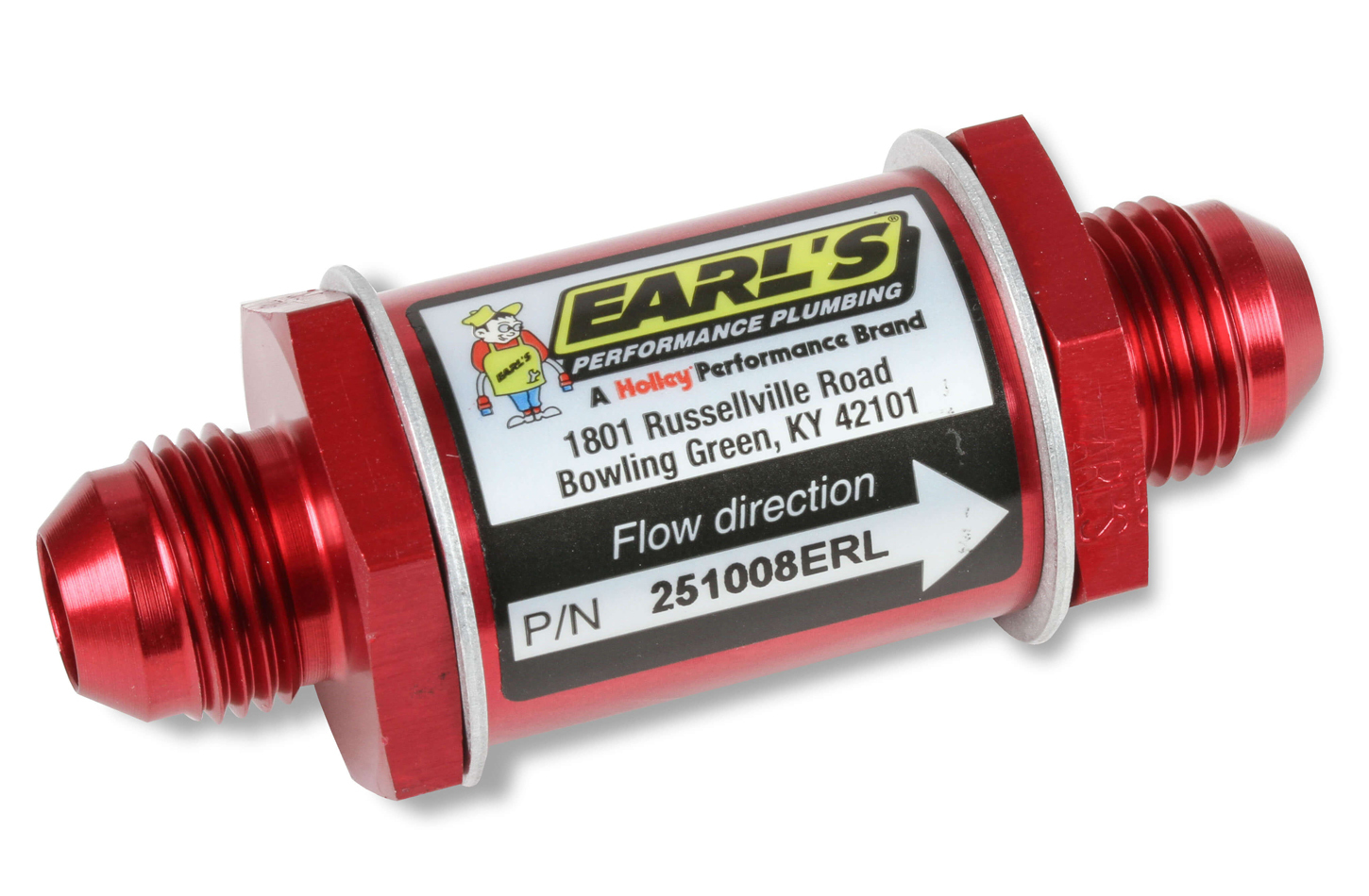 Earls 251008ERL Check Valve, 8 AN Male Inlet, 8 AN Male Outlet, 150 psi Max, Aluminum, Red Anodized, Each