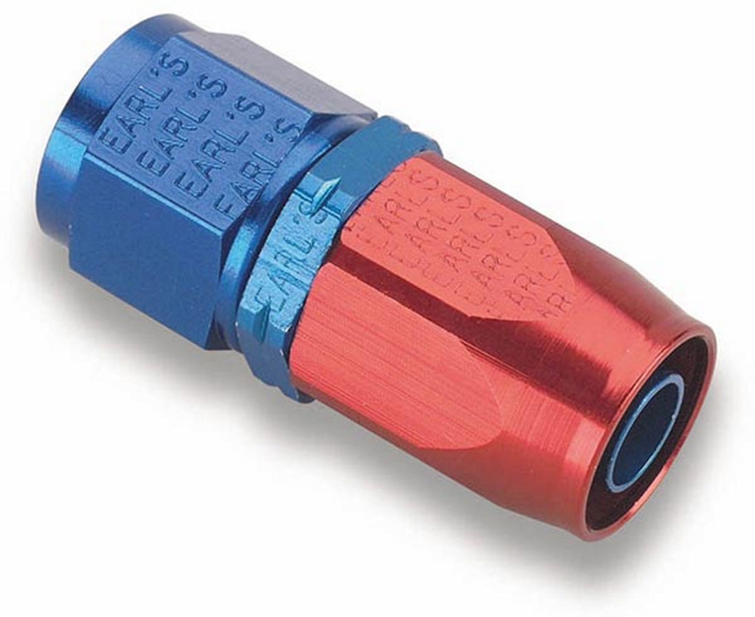 Earls 300116ERL Fitting, Hose End, Auto-Fit, Straight, 16 AN Hose to 16 AN Female, Aluminum, Blue / Red Anodized, Each