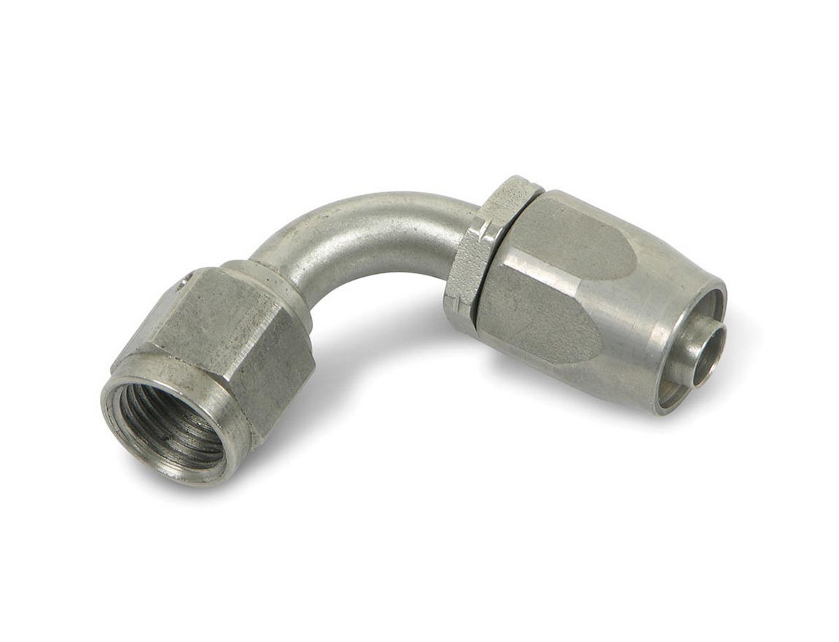 Earls 499106ERL Fitting, Hose End, Auto-Fit, 90 Degree, 6 AN Hose to 6 AN Female, Stainless, Natural, Each