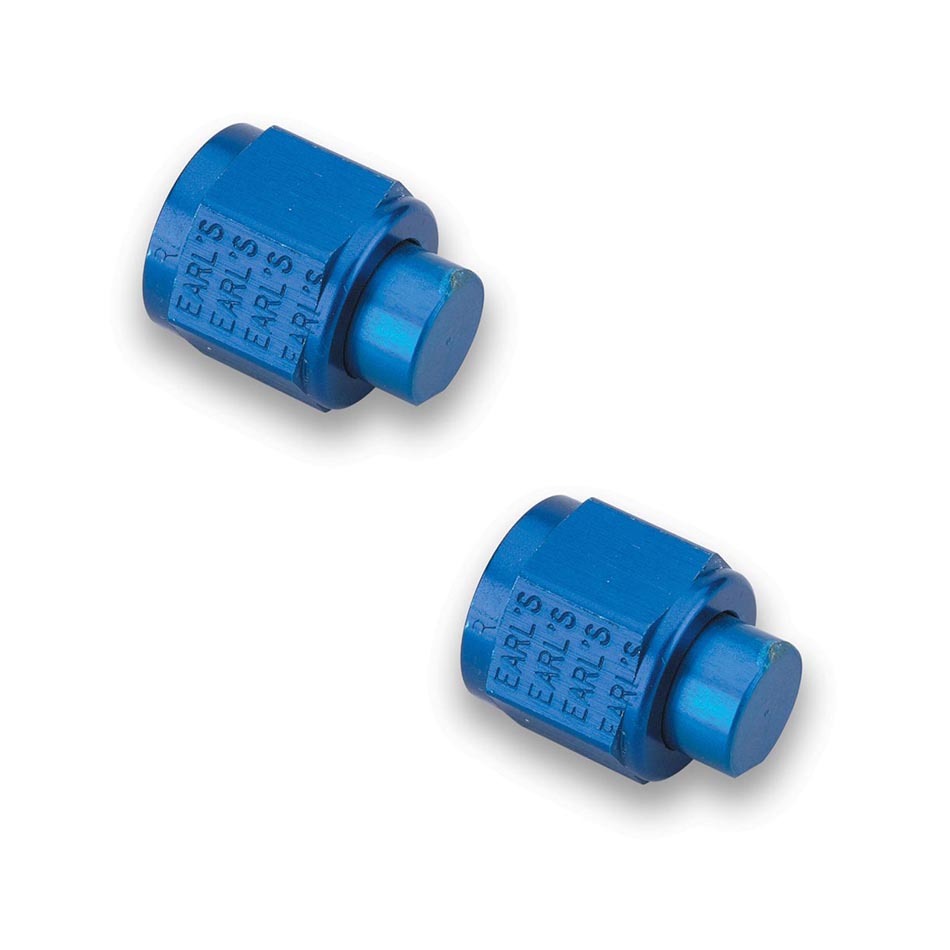 Earls 592906ERL Fitting, Cap, 6 AN, Aluminum, Blue Anodized, Pair