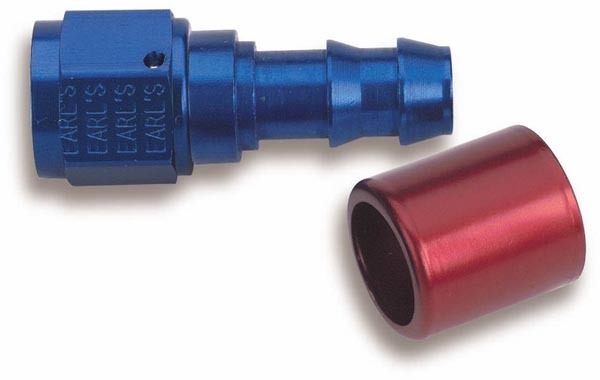 Earls 700111ERL Fitting, Hose End, Super Stock, Straight, 10 AN Hose Crimp to 10 AN Female, Aluminum, Blue / Red Anodized, Each