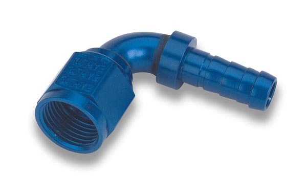 Earls 709110ERL Fitting, Hose End, Auto-Mate, 90 Degree, 10 AN Hose Barb to 10 AN Female, Aluminum, Blue Anodized, Each