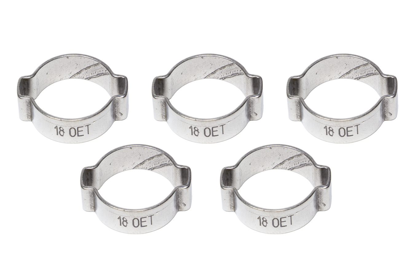 Earls 750012ERL Hose Clamp, Vapor Guard, Crimp, 2 Ear, 3/8 in, Stainless, Natural, Set of 5