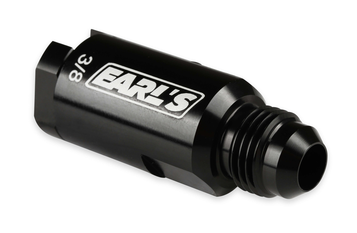 Earls 751166ERL - Fitting, Fuel Line Adapter, Straight, 3/8 in SAE Female Quick Disconnect to 6 AN Male, Aluminum, Black Anodized, Each