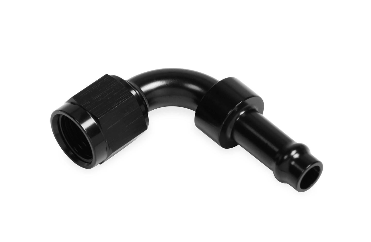 Earls 759156ERL - Fitting, Hose End, 90 Degree, 6 AN Female to 5/16 in Barb, Aluminum, Black Anodized, Each