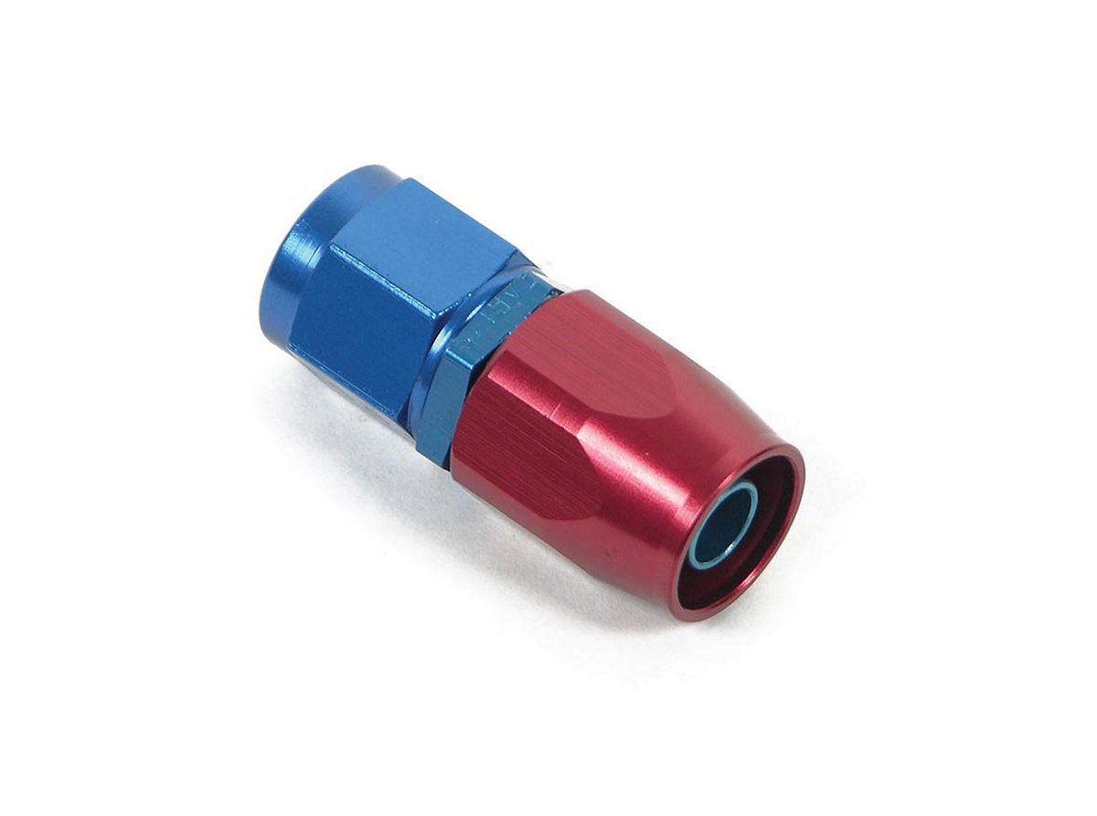 Earls 800106ERL Fitting, Hose End, Swivel-Seal, Straight, 6 AN Hose to 6 AN Female Swivel, Aluminum, Blue / Red Anodized, Each