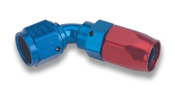 Earls 806106ERL Fitting, Hose End, Swivel-Seal, 60 Degree, 6 AN Hose to 6 AN Female Swivel, Aluminum, Blue / Red Anodized, Each