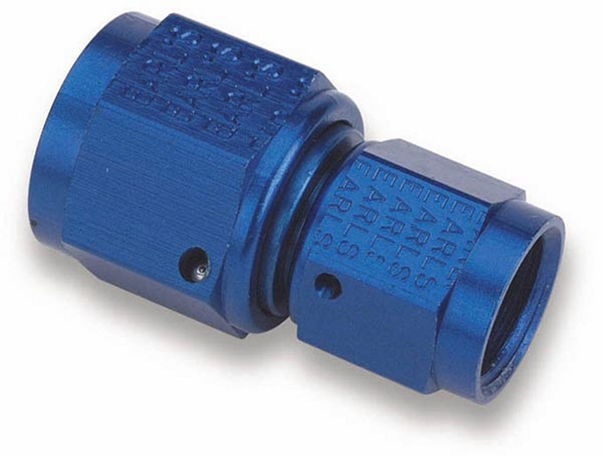 Earls 915186ERL Fitting, Adapter, Straight, 8 AN Female Swivel to 6 AN Female Swivel, Aluminum, Blue Anodized, Each