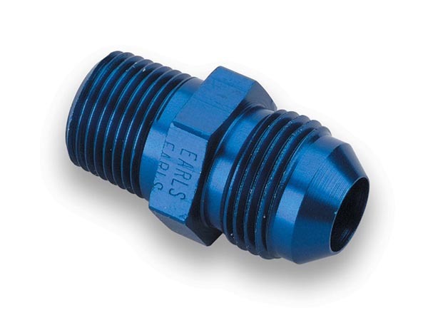 Earls 981603ERL Fitting, Adapter, Straight, 3 AN Male to 1/8 in NPT Male, Aluminum, Blue Anodized, Each