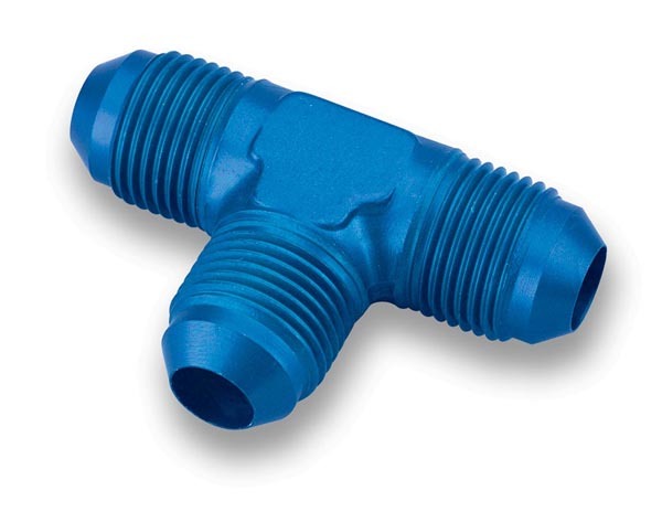 Earls 982408ERL Fitting, Adapter Tee, 8 AN Male x 8 AN Male x 8 AN Male, Aluminum, Blue Anodized, Each