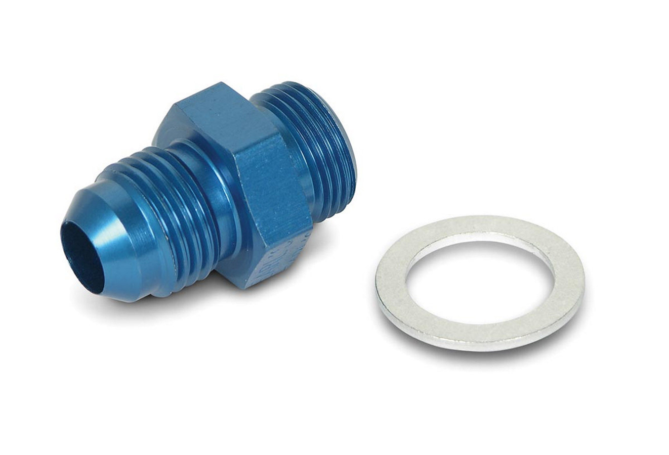 Earls 991942ERL Fitting, Adapter, Straight, 6 AN Male to 9/16-24 in Male, Aluminum, Blue Anodized, Each