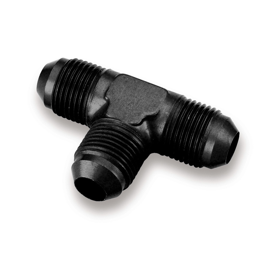 Earls AT982406ERL Fitting, Adapter Tee, 6 AN Male x 6 AN Male x 6 AN Male, Aluminum, Black Anodized, Each