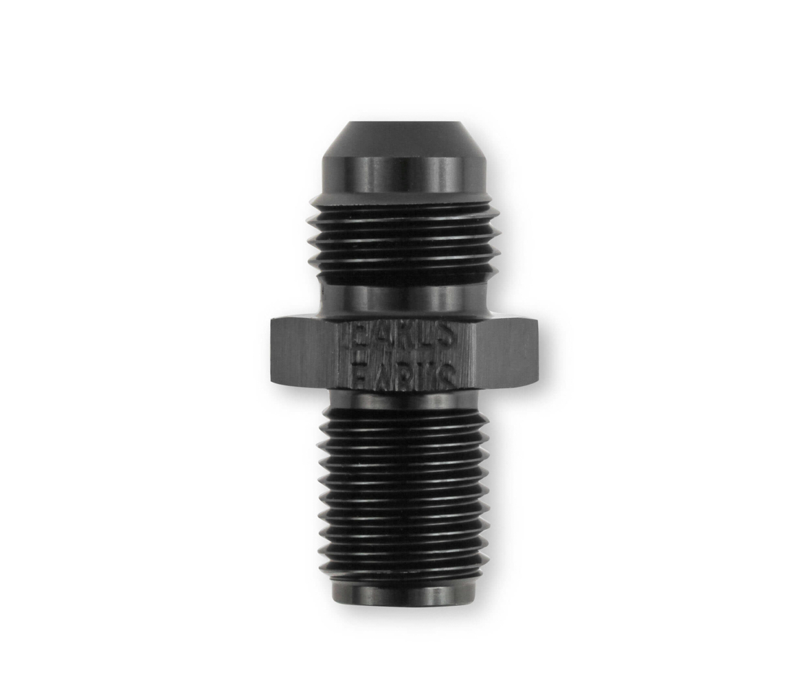Earls AT991946LERL - Fitting, Adapter, Straight, 6 AN Male to 1/2-20 in Inverted Flare, Aluminum, Black Anodized, Each