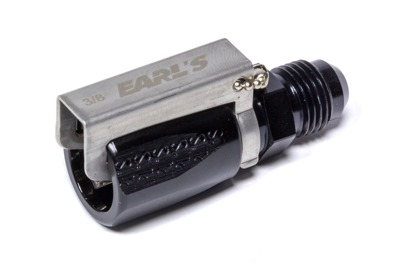 Earls AT991966ERL Fitting, Fuel Injection Adapter, Straight, 6 AN Male to 3/8 in SAE Female Quick Disconnect, Aluminum, Black Anodized, Each