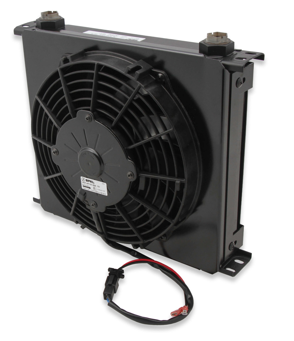 Earls FP434ERL Fluid Cooler, Ultrapro, 1.390 x 13.000 x 4.380 in, Plate Type, 34 Row, 10 AN Female O-Ring Inlet / Outlet, Aluminum, Black Paint, Kit