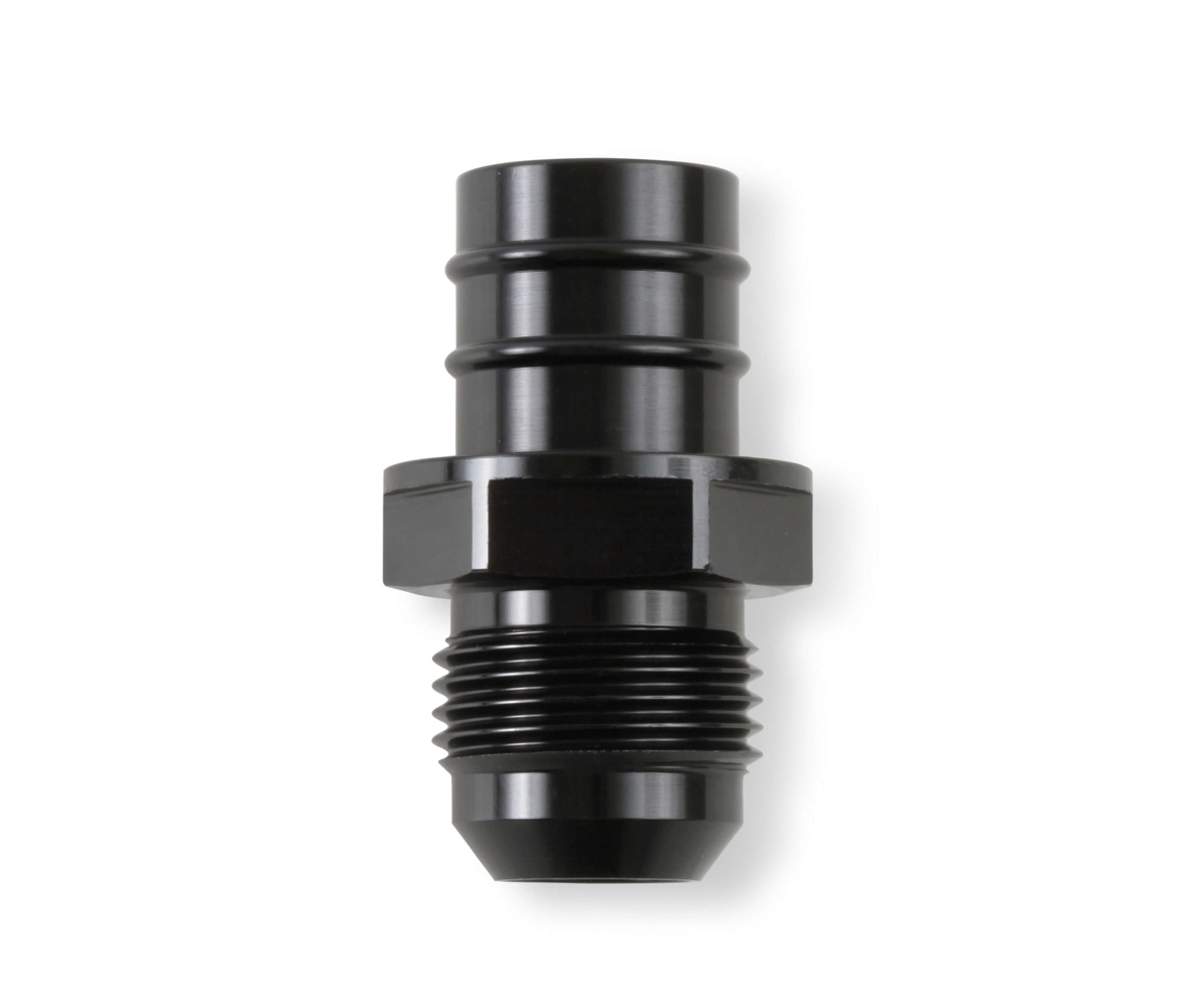 Earls LS0039ERL Fitting, Adapter, Straight, 10 AN Male to 3/4 in PCV Male, Aluminum, Black Anodized, GM LS-Series, Each