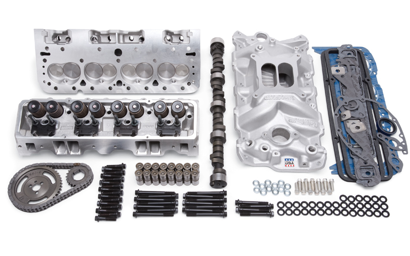 Edelbrock 2038 Top End Kit, Power Package, Cylinder Heads / Camshaft / Gaskets / Hardware / Intake Manifold / Lifters / Timing Set, Aluminum, Natural, Small Block Chevy, Kit