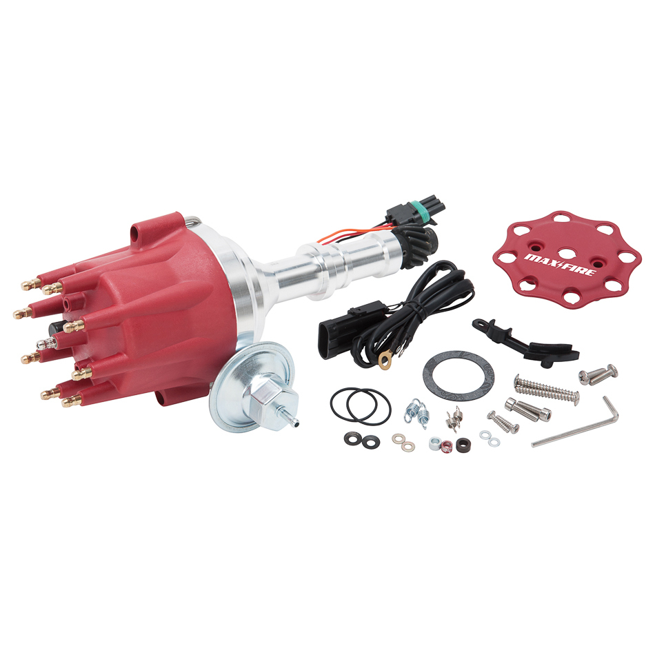 Edelbrock 22759 Distributor, Max-Fire, Ready-To-Run, Magnetic Pickup, Mechanical / Vacuum Advance, HEI Style Terminal, Red, Small Block Buick, Each