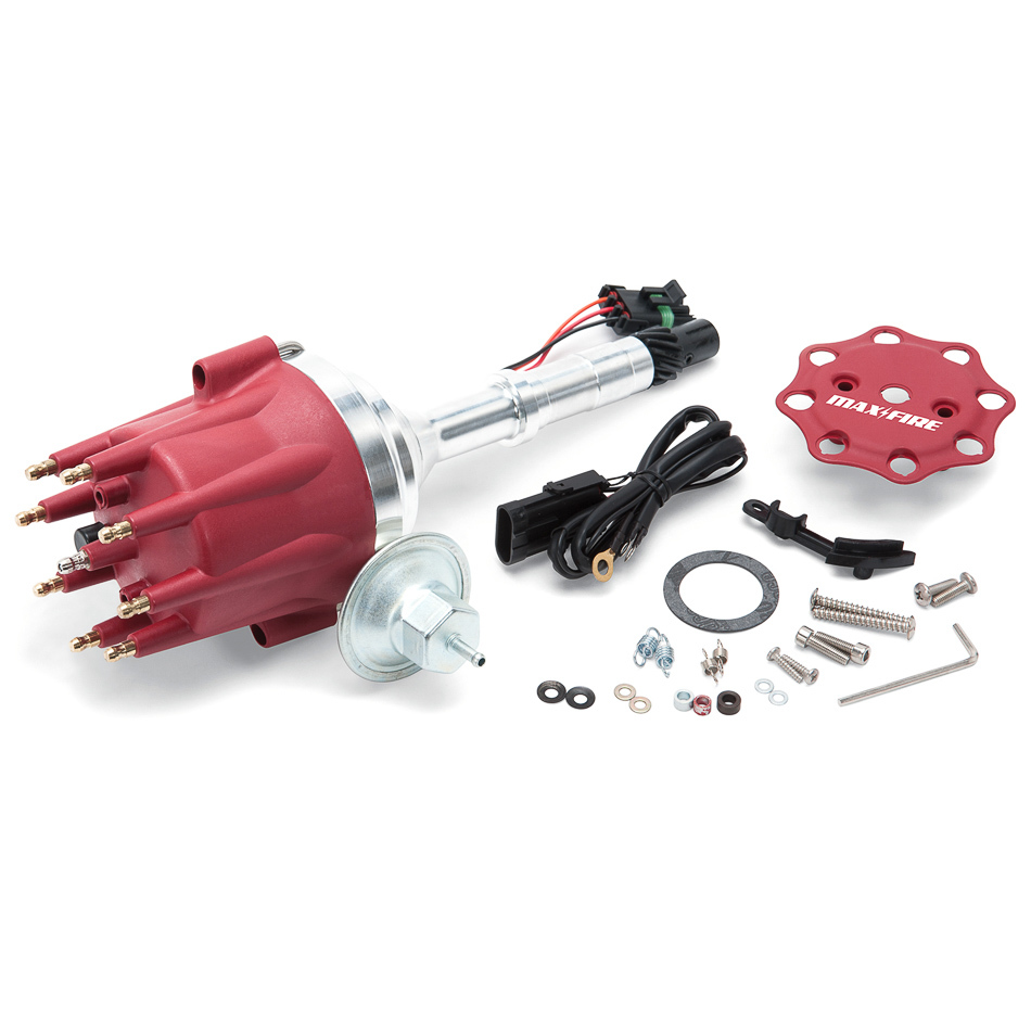 Edelbrock 22765 Distributor, Max-Fire, Ready-To-Run, Magnetic Pickup, Mechanical / Vacuum Advance, HEI Style Terminal, Red, AMC V8, Each