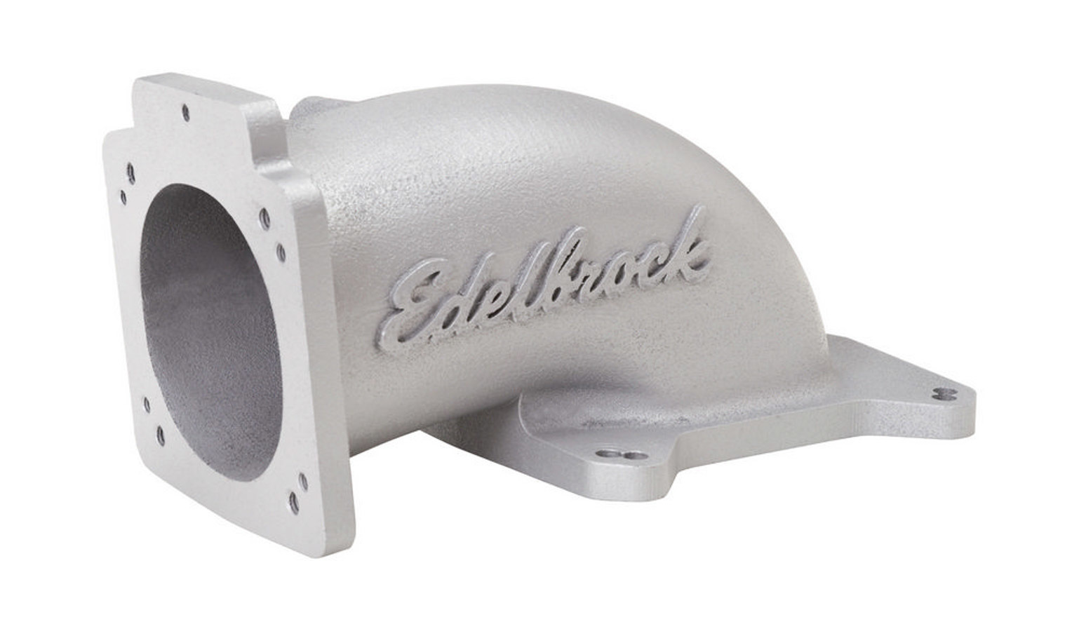 Edelbrock 3848 Intake Elbow, Low Profile, 90 mm Max Throttle Body, Aluminum, Natural, Square Bore, Each