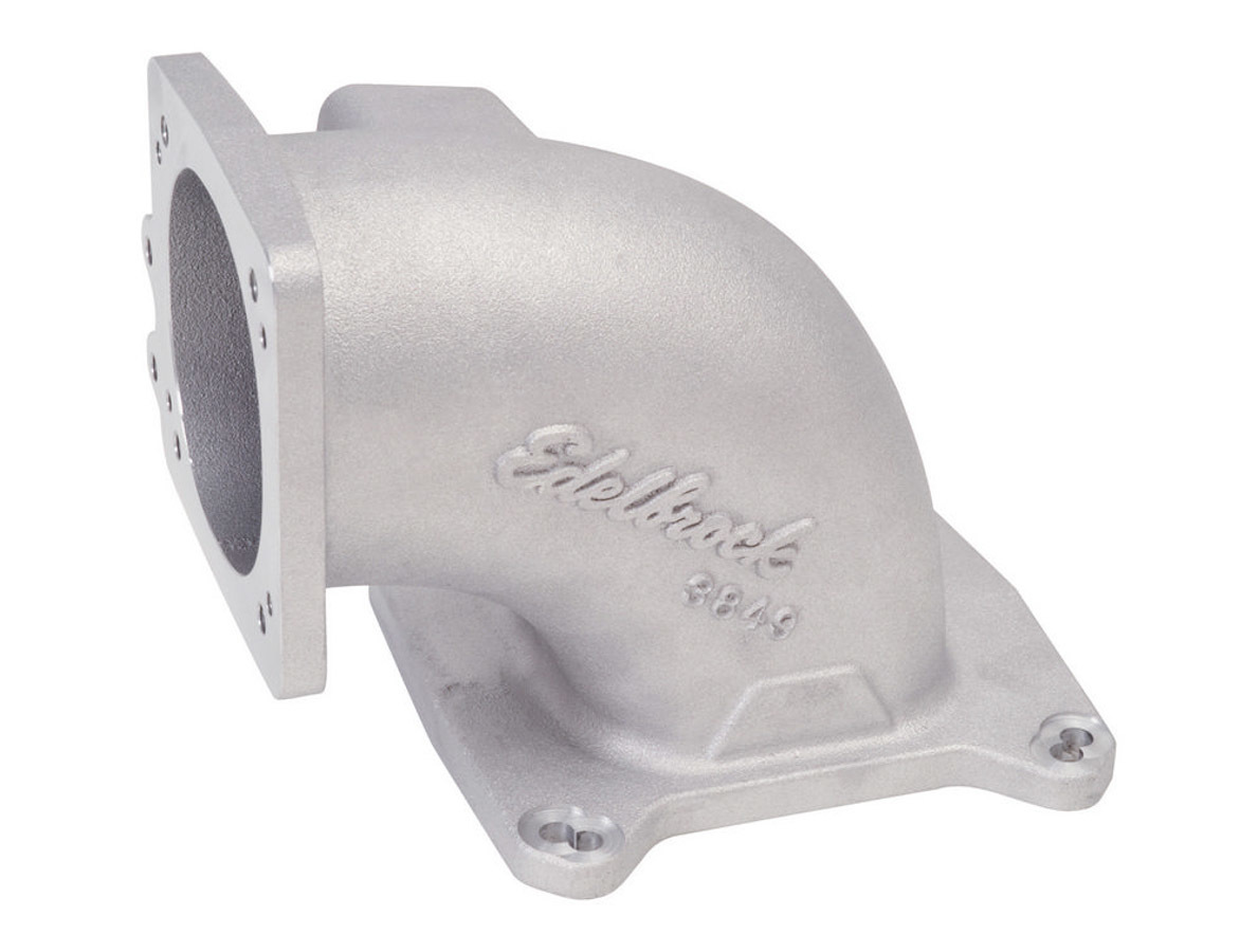 Edelbrock 3849 Intake Elbow, High Flow, 95 mm Max Throttle Body, Aluminum, Natural, Square Bore, Each