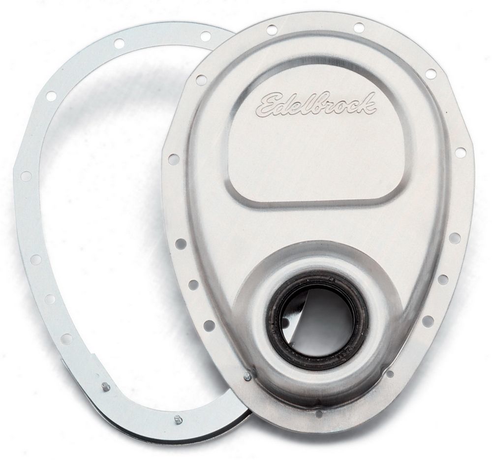 Edelbrock 4242 Timing Cover, 2-Piece, Gaskets / Hardware / Seal Included, Aluminum, Natural, Small Block Chevy / GM V6, Kit