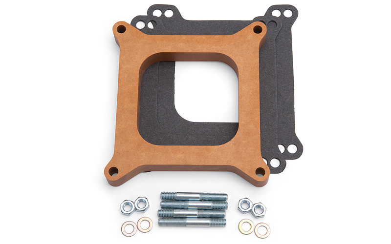 Edelbrock 8719 Carburetor Spacer, 3/4 in Thick, Open, Square Bore, Gaskets / Hardware Included, Wood, Natural, Each