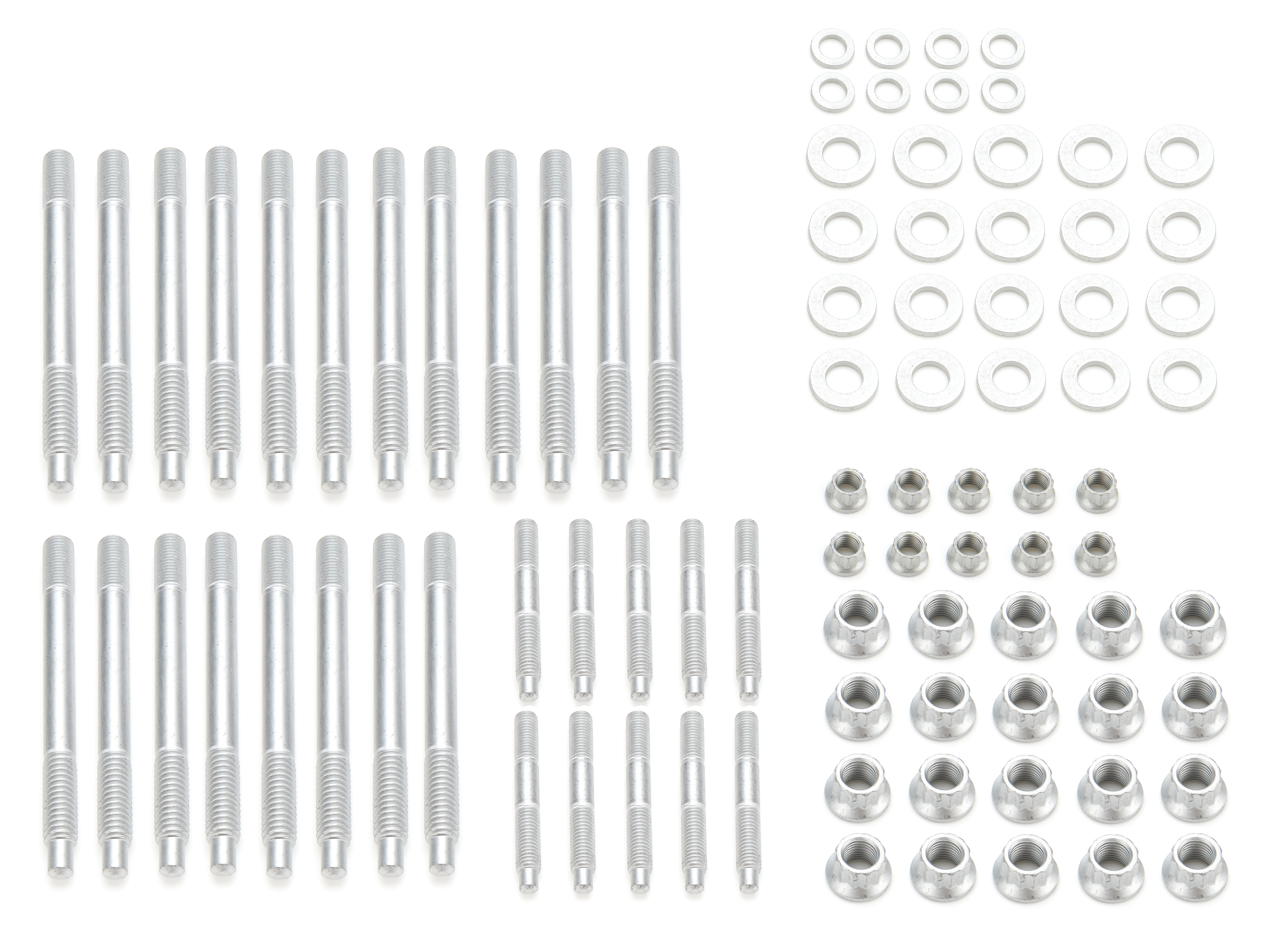 Enginequest HS294NB Cylinder Head Stud Kit, 7/16-20 in / 5/16-24 in Studs, 12 Point Nuts, Steel, Zinc Oxide, GM LS-Series 2004-07, Kit