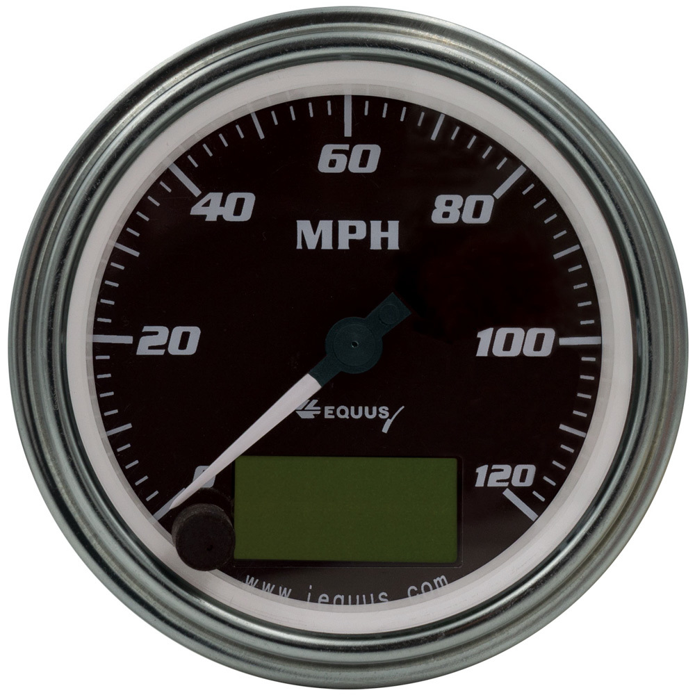 EQUUS — EQUUS 3-3/8 Dia Speedometer 0-120 MPH Chrome Elec