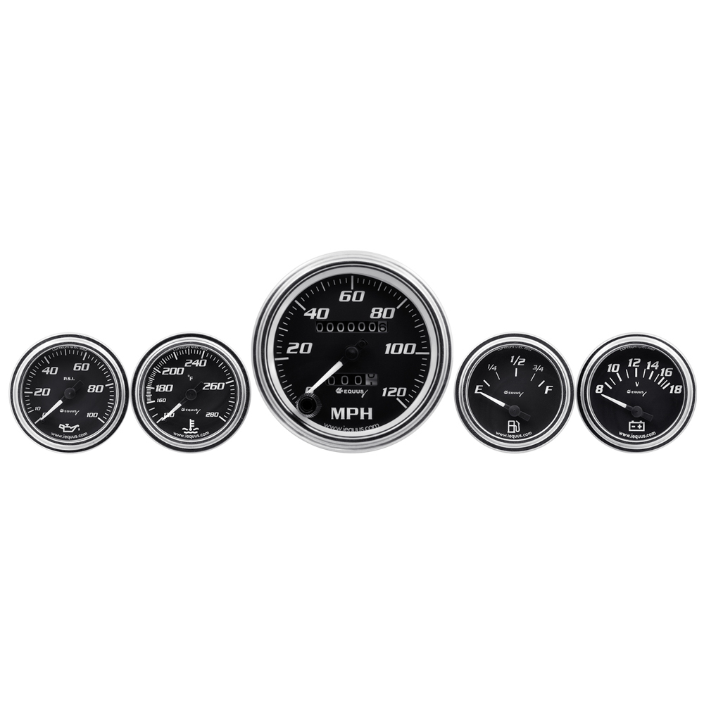 5Piece Gauge Set Black Face/Chrome BezelEQUE7500