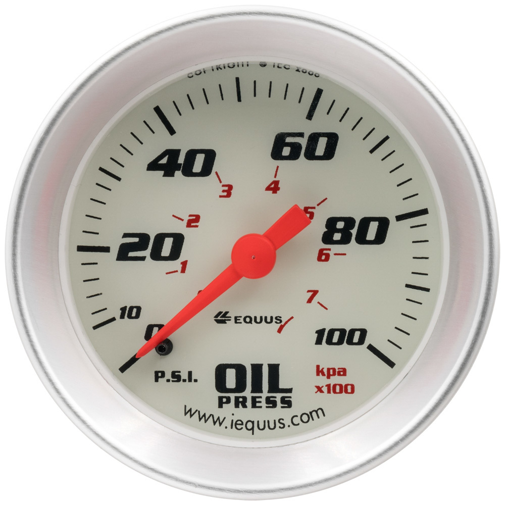 EQUUS — EQUUS 2.0 Dia Oil Pressure Gauge Silver 0-100psi