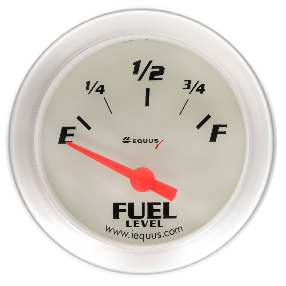 Equus E8361 - Fuel Level Gauge, 8000 Series, 73-10 ohm, Electric, Analog, Short Sweep, 2 in Diameter, White Face, Each