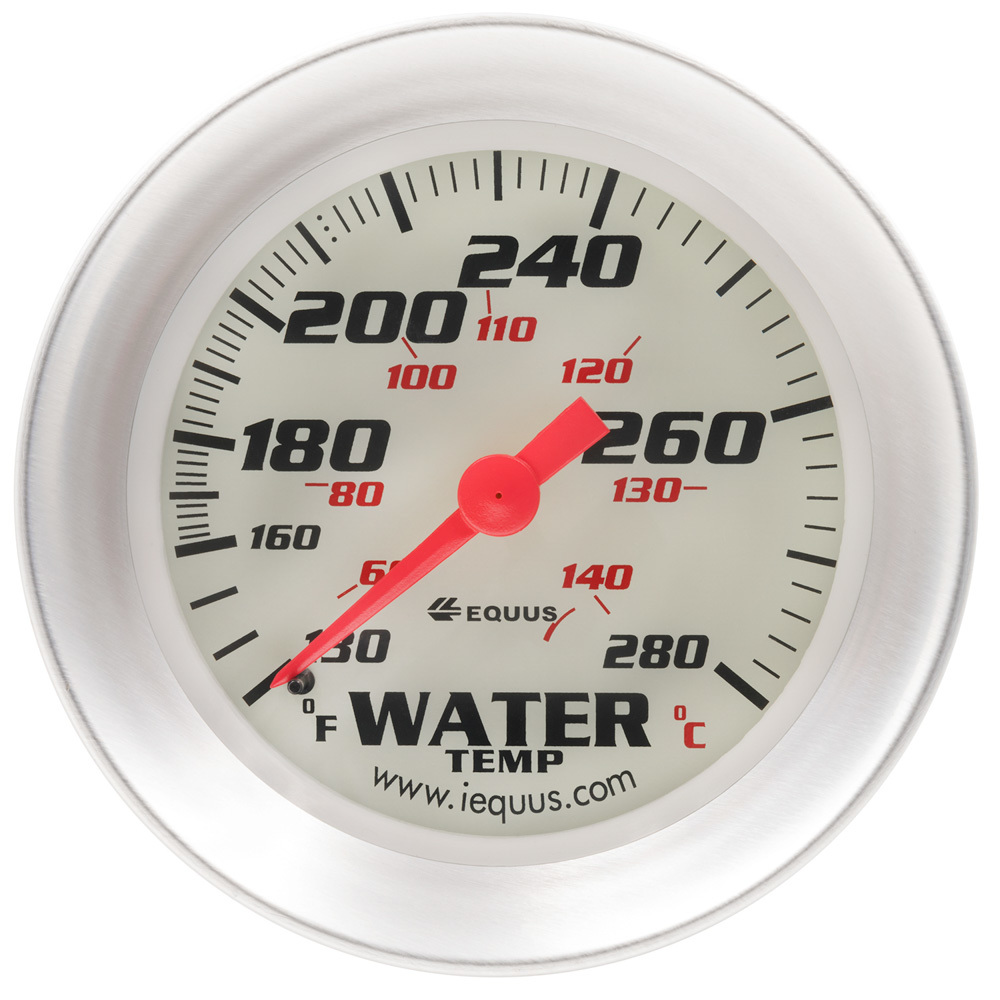 EQUUS — EQUUS 2-5/8 Dia Water Temp Gauge Silver 130-280